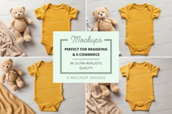 Mockup of baby onesies with teddy bears Product Image 1