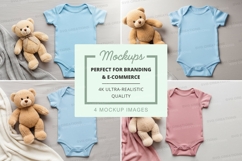 Mockup: baby onesies with teddy bears Product Image 1