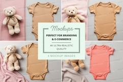 Mockup collection of baby onesies with teddy bears Product Image 1