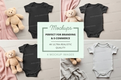 Mockup: baby onesies with teddy bears Product Image 1