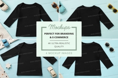 Mockup of black long-sleeve shirts with toys and accessories Product Image 1