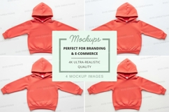 Mockup of four red hooded sweatshirts Product Image 1