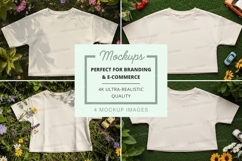 Mockup of white t-shirts in a floral garden Product Image 1