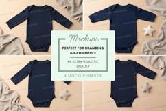 Mockup of navy blue baby onesie Product Image 1