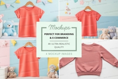 Mockup of children's clothing in playful nursery setting Product Image 1