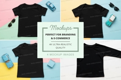 Mockup: black t-shirts with accessories Product Image 1