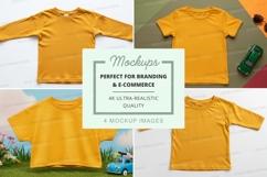Mockup: yellow long-sleeve t-shirt for kids Product Image 1