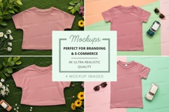 Mockup: pink t-shirt in various settings Product Image 1