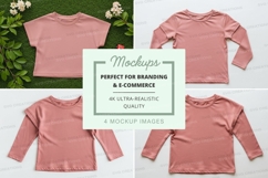 Mockup of pink long-sleeve t-shirts Product Image 1