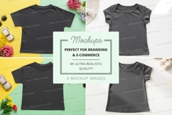 Mockup of black t-shirts with decorative elements Product Image 1