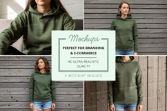 Hoodie mockup in olive green Product Image 1