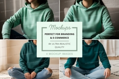 Hoodie mockup in light green and dark green Product Image 1