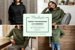 Hoodie mockup in black and green Product Image 1