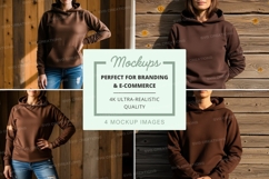 Oversized hoodie mockup in brown Product Image 1