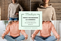 Hoodie mockup in beige and peach colors Product Image 1
