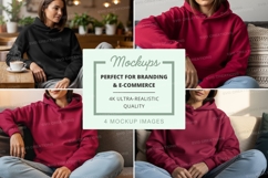 Group of people wearing hooded sweatshirts mockup Product Image 1