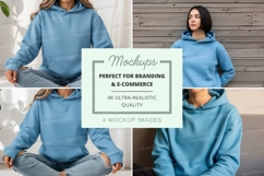 Light blue hoodie mockup with models Product Image 1