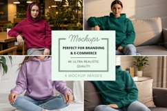 Hoodie mockup set featuring four models Product Image 1