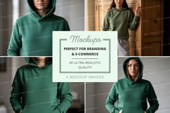 Green hooded sweatshirt mockup Product Image 1
