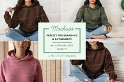 Hoodie mockup set featuring multiple colors and models Product Image 1