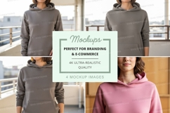 Hoodie mockup in gray and pink colors Product Image 1
