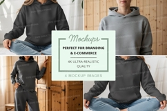 Hoodie mockup in gray and black Product Image 1