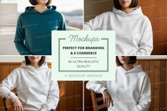 Hoodie mockup in teal and white Product Image 1