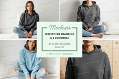 Hoodie mockup with models in relaxed poses Product Image 1