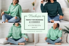 Hoodie mockup with models in relaxed positions Product Image 1