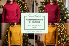 Hoodie mockup with christmas background Product Image 1