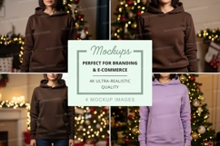Hoodie mockup with christmas tree background Product Image 1