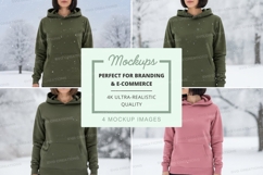 Hoodie mockup in green and pink colors Product Image 1
