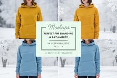 Hoodie mockup in yellow and blue colors Product Image 1