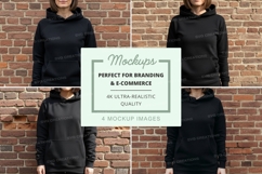 Hoodie mockup on brick wall background Product Image 1