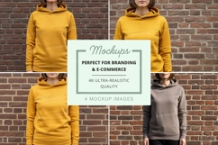 Hoodie mockup on brick wall background Product Image 1
