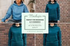 Hoodie mockup in blue and teal colors Product Image 1