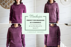 Purple hoodie mockup with multiple views Product Image 1