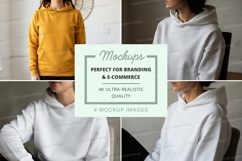 Hoodie mockup in yellow and white Product Image 1