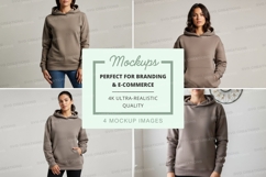 Oversized hoodie mockup in light gray Product Image 1
