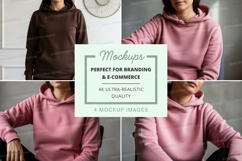 Hoodie mockup in brown and pink Product Image 1