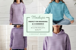 Hoodie mockup - women's pullover hoodies in lavender and sky Product Image 1