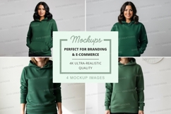 Hoodie mockup with model - green Product Image 1