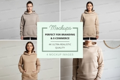 Hoodie mockup - beige, front and back views Product Image 1