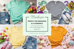 Colorful t-shirt mockup with spring elements Product Image 1