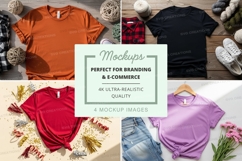 Mockup of various t-shirts in different colors and settings Product Image 1