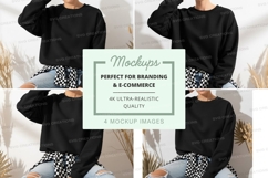 Mockup: casual outfit with black sweatshirt and checkered pa Product Image 1
