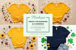 Vibrant t-shirt mockup with festive elements Product Image 1