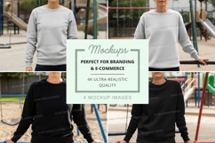 Long sleeve sweatshirt mockup in gray and black on children Product Image 1