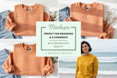 Sweatshirt mockup with flat lay and model wearing Product Image 1