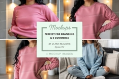 Pink long sleeve crop top mockup Product Image 1